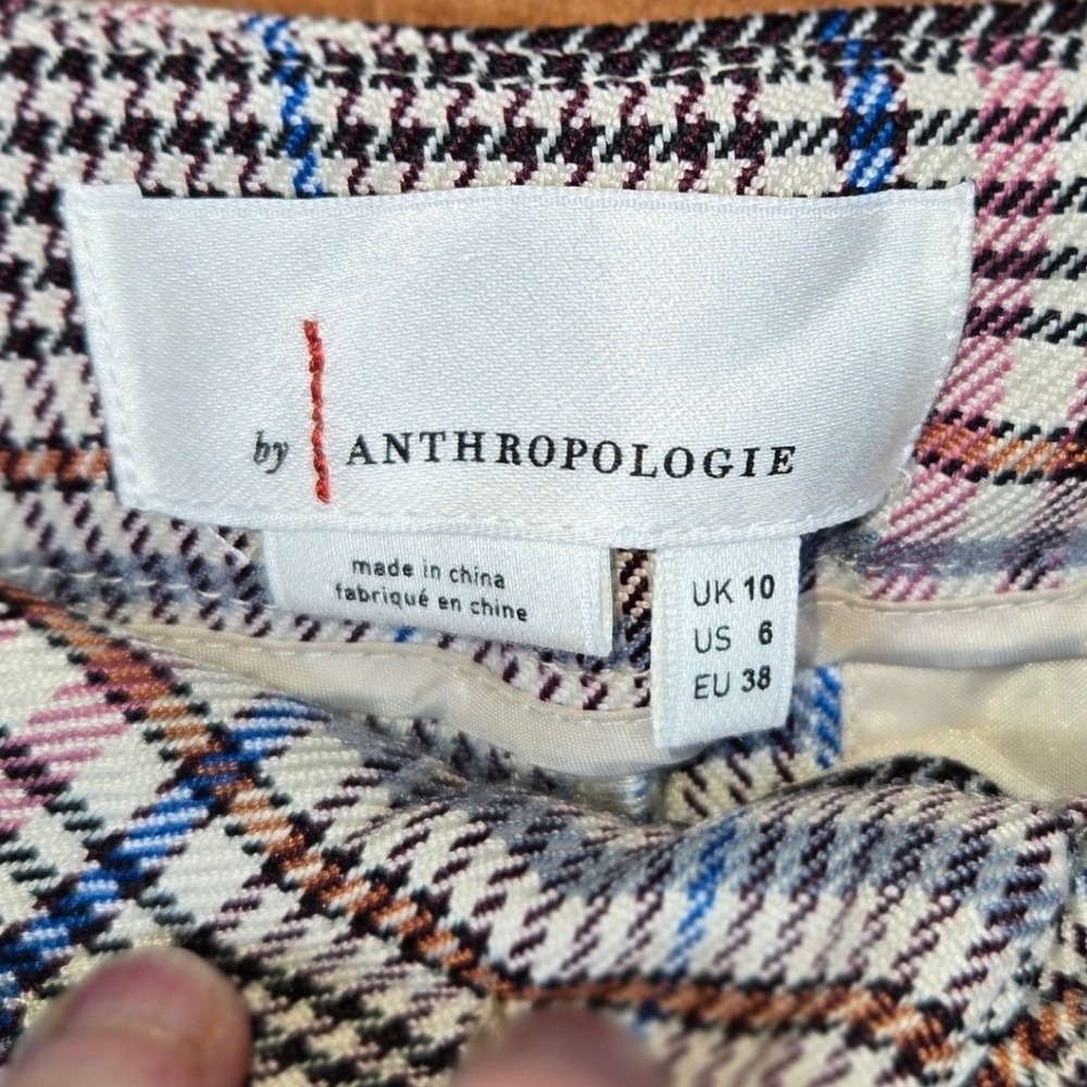 Anthropologie Plaid High Waisted Cropped Pants Women's Size 6 Multi Color - Picture 2 of 6